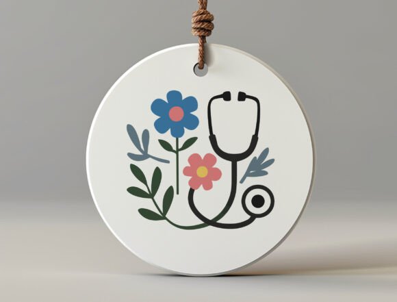 Floral Stethoscope Design: A Sweet and Professional Embroidery Concept